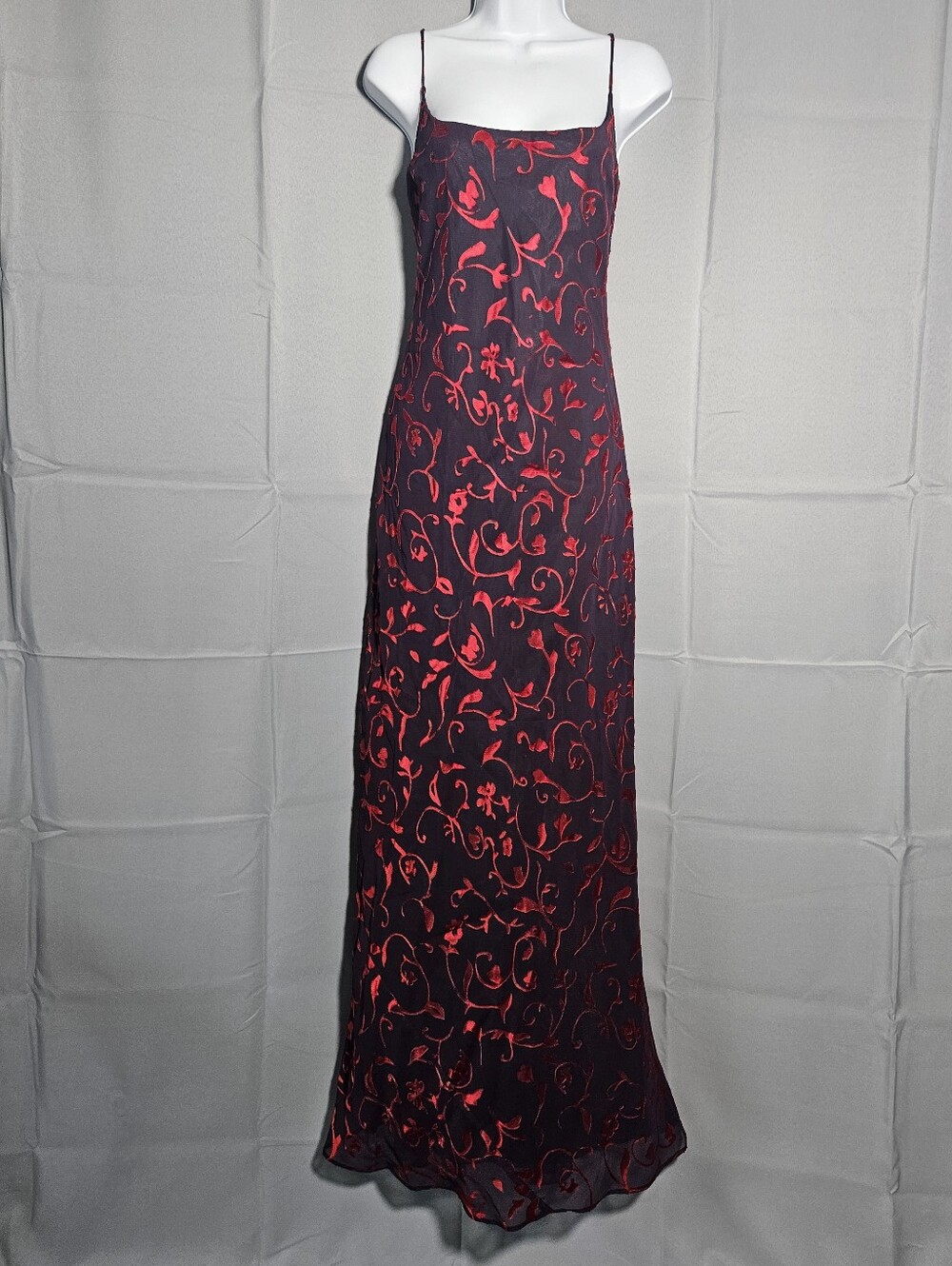 INXS 90s VTG Whimsigoth Grunge Floral Red Black Evening Homecoming Maxi Sz 9